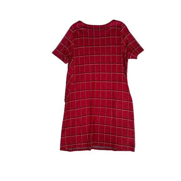 J. Jill Ponte Knit Red Plaid Windowpane Sheath Shift Short Sleeve Dress XLP - Picture 2 of 9